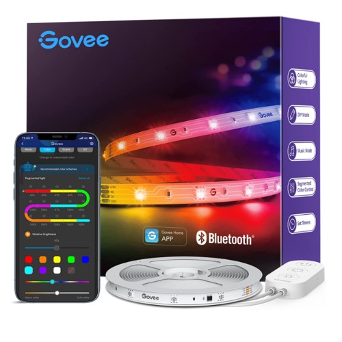 Govee RGBIC LED Strip Lights, 16.4ft Smart LED Lights for Bedroom, Bluetooth LED Lights APP Control, DIY Multiple Colors on One Line, Color Changing LED Lights Music Sync for Ceiling, Gaming Room Model H617A